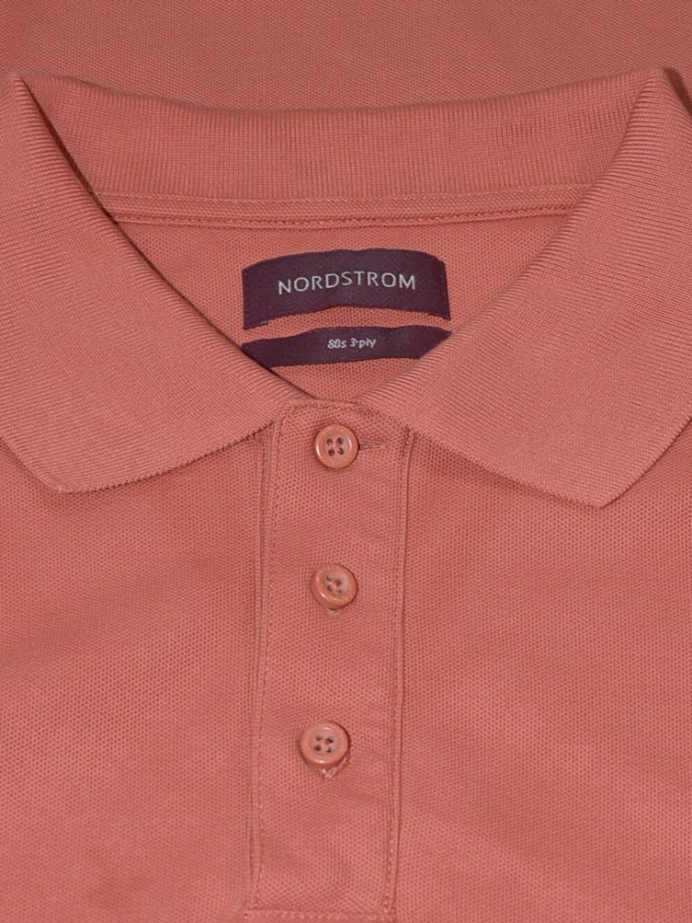 Nordstrom 3-Ply 100% Cotton Polo Shirt -- Coral -- Size XL - Picture 2 of 7